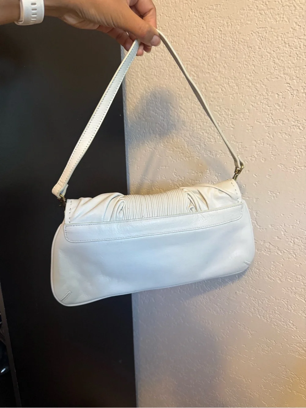 Kate Landry | Y2K Vintage White Shoulder Bag - genuine leather